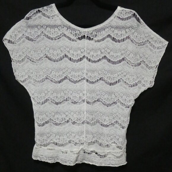 COTTON EXPRESS | large | White Lace Short Sleeve Shirt - Picture 2 of 14